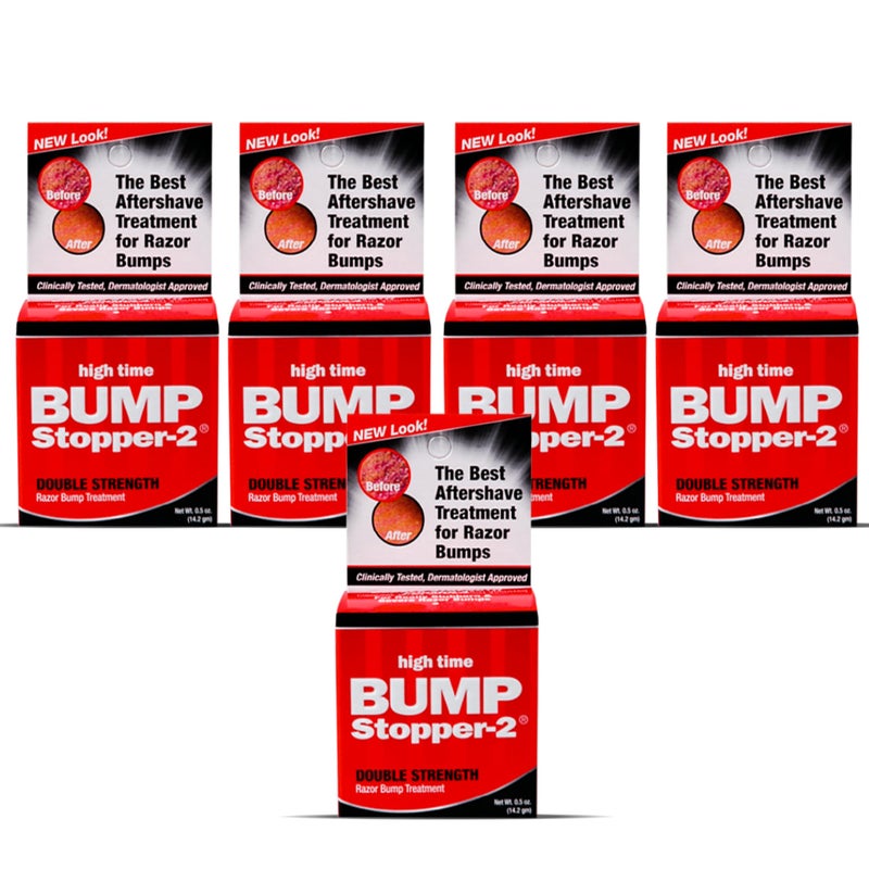 High Time Bump Stopper 2 Double Strength Razor Bump Treatment | Formulated to Relieve Razor Burn | Eliminates Ingrown Hairs | Aftershave For Men - 0.5 OZ (5 Pack) - Image 1